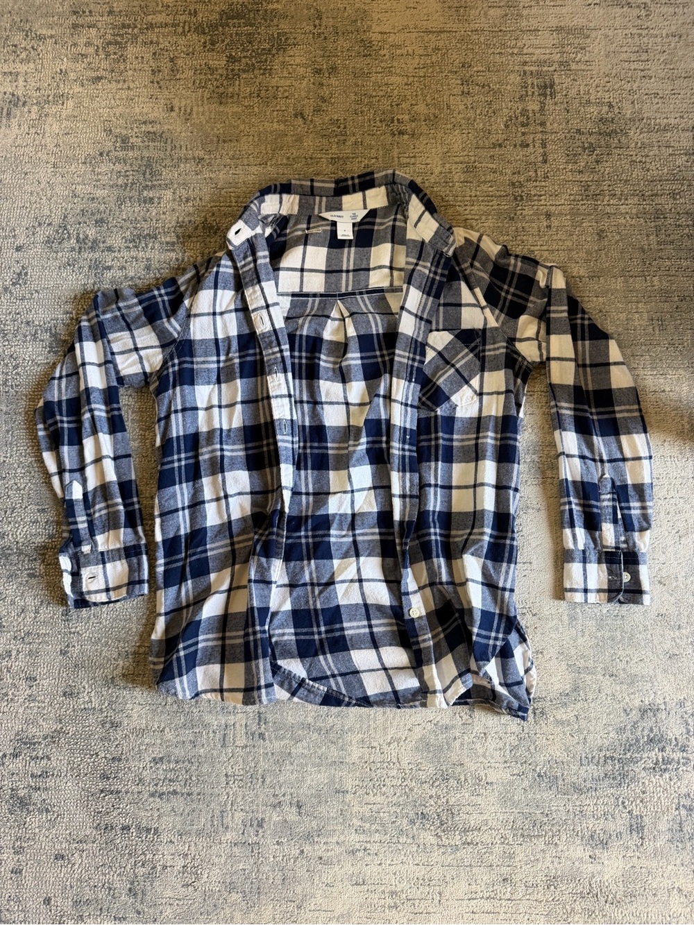 Old Navy Blue & White Plaid Button-Down Shirt